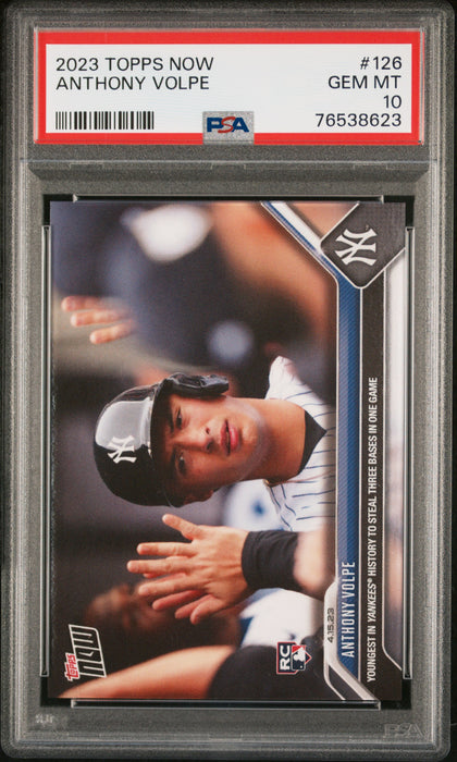 PSA 10 GEM-MT Anthony Volpe 2023 Topps Now #126 Rookie Card