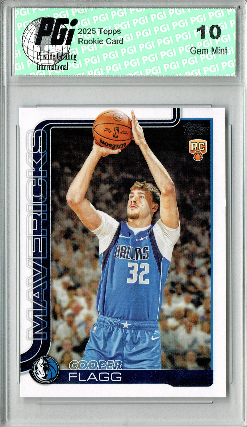 Cooper Flagg 2025 Topps #201 Dallas Mavericks Rookie Card PGI 10