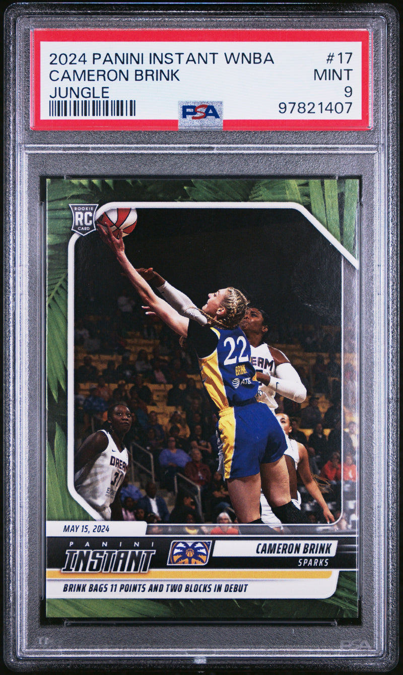 PSA 9 Cameron Brink 2024 Panini Instant #17 Jungle Jersey #22 of 25 Rookie Card Los Angeles Sparks