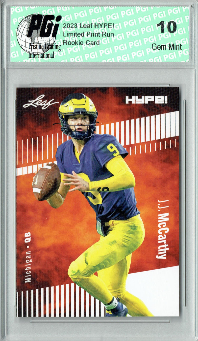 J.J. McCarthy Rookie Card Minnesota PGI 10 Gem Mint Football Trading Card 2023 Leaf HYPE! #122A Only 5000 Made!