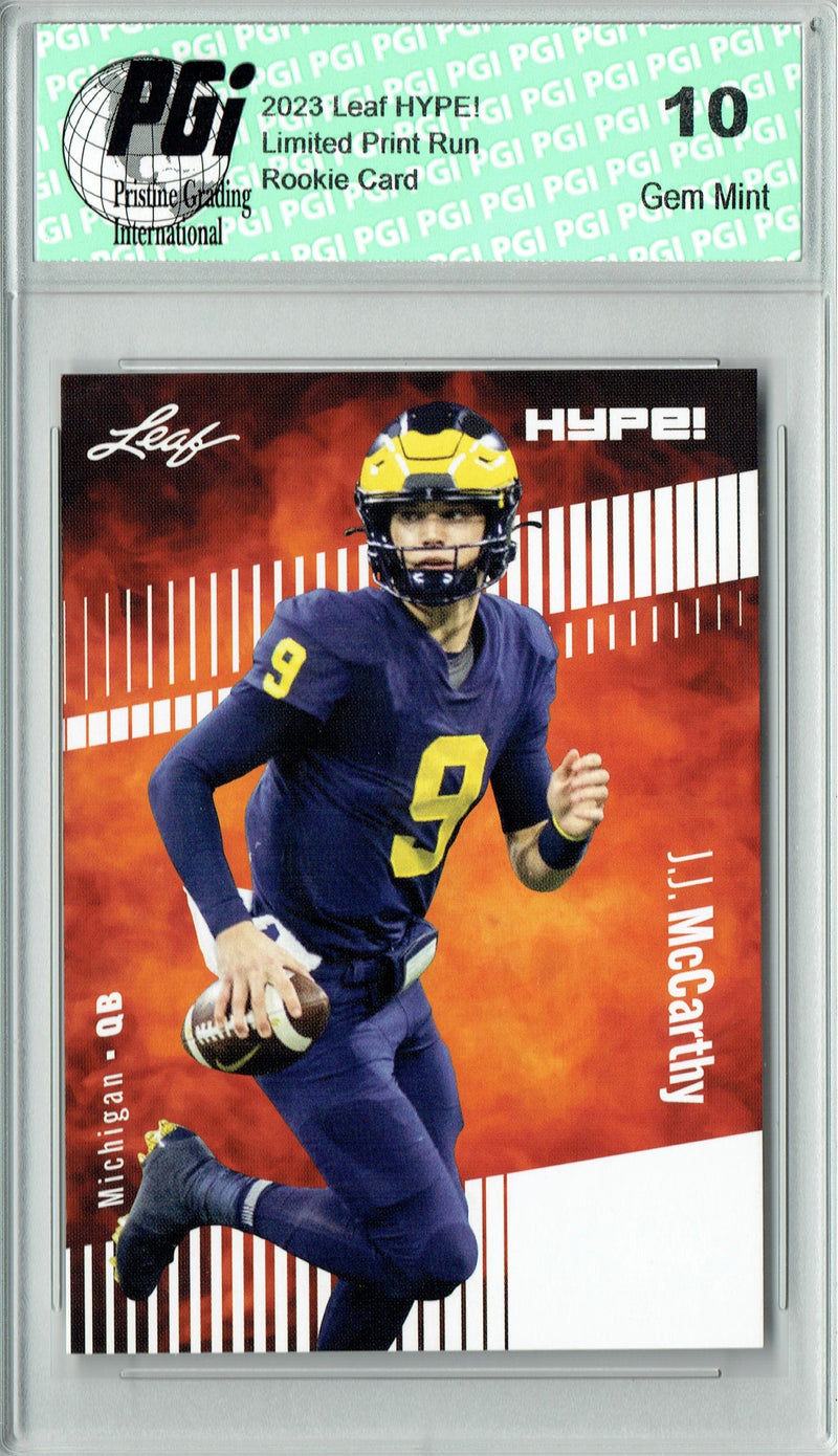 J.J. McCarthy Rookie Card Minnesota PGI 10 Gem Mint Football Trading Card 2023 Leaf HYPE! #122 Only 5000 Made!