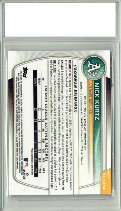 Nick Kurtz 2025 Bowman Chrome #BCP-114 Rookie Card PGI 10