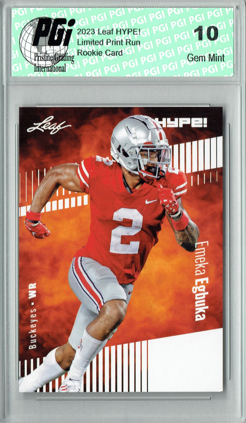 Emeka Egbuka Rookie Card Ohio State PGI 10 Gem Mint Football Trading Card 2023 Leaf HYPE! #116 Only 5000 Made!