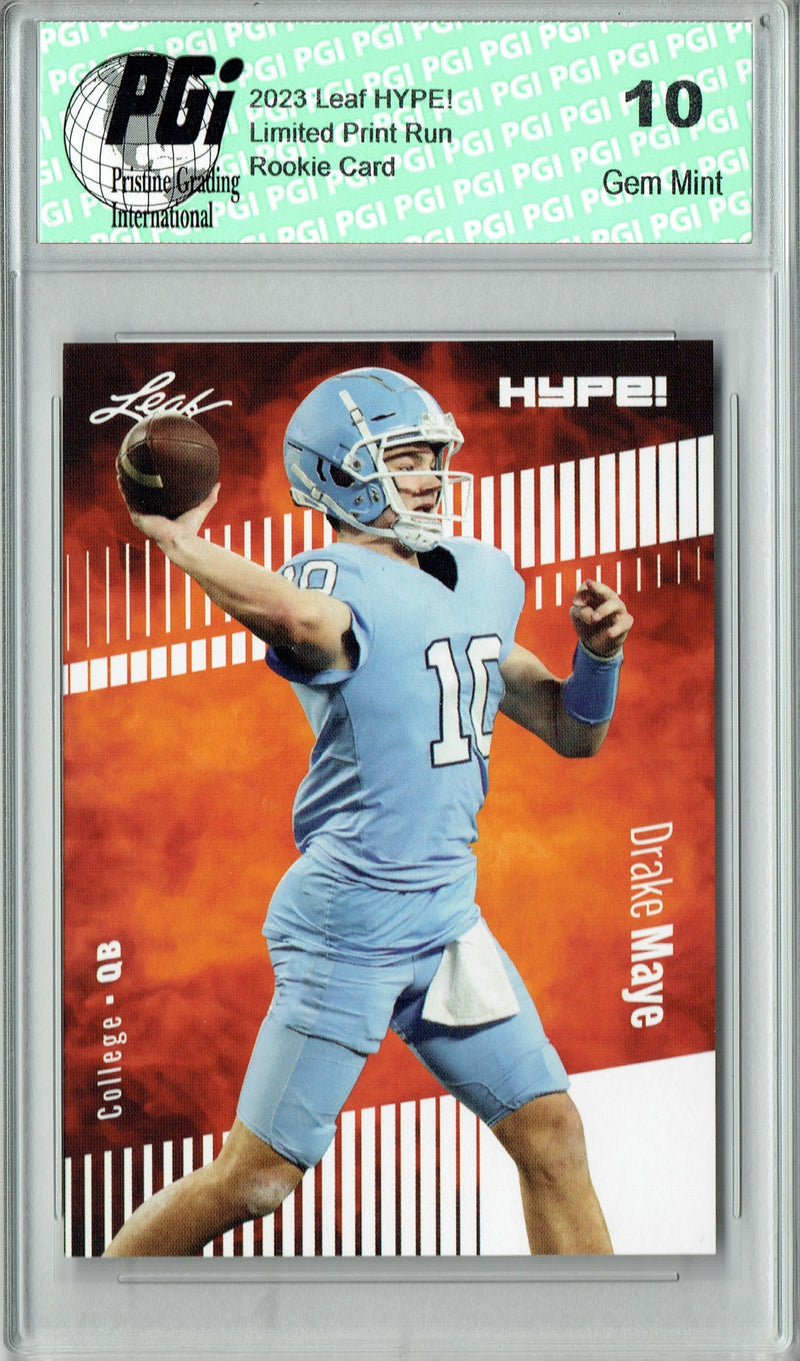 Drake Maye Rookie Card New England PGI 10 Gem Mint Football Trading Card 2023 Leaf HYPE! #114 Only 5000 Made!
