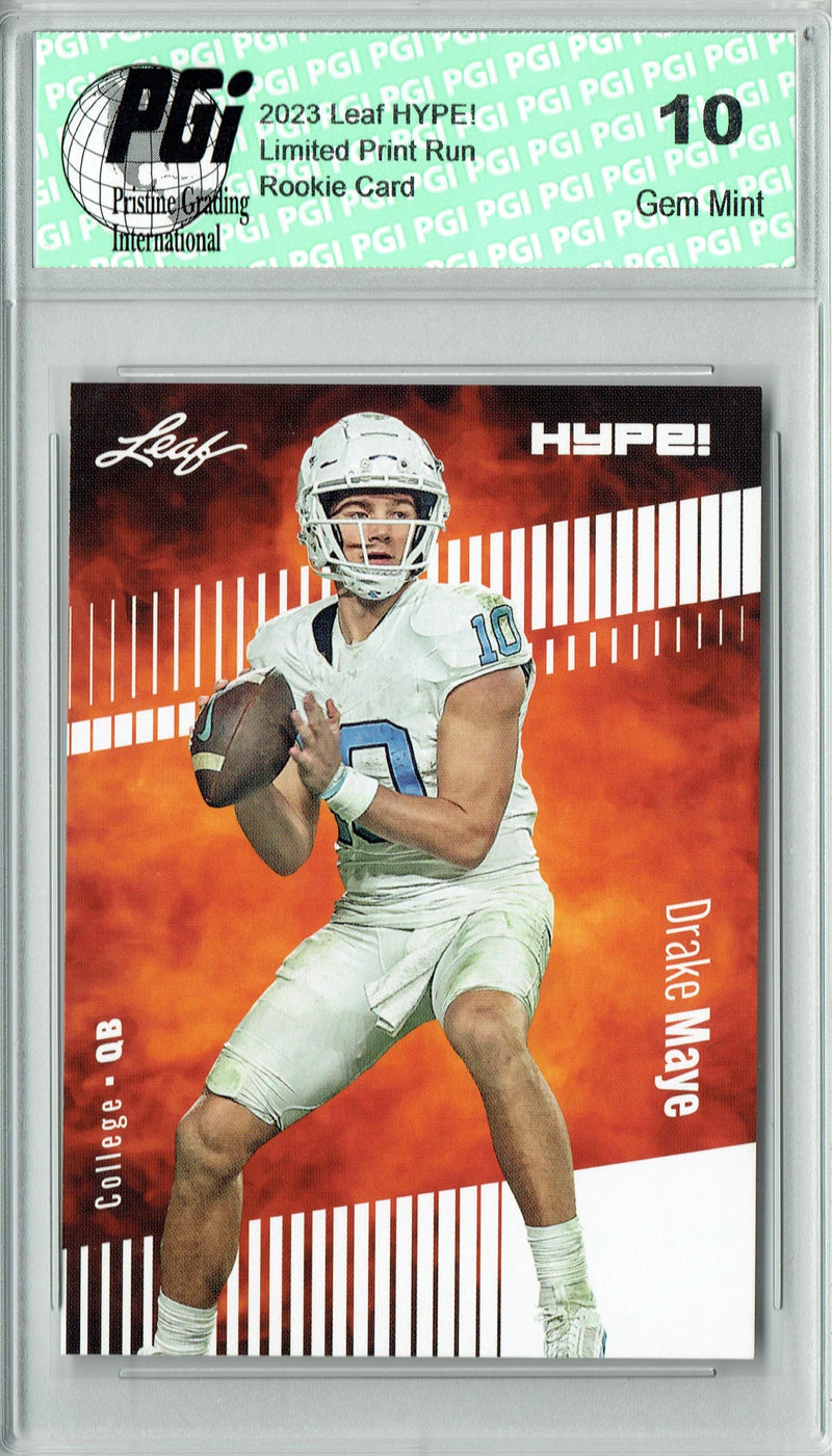 Drake Maye Rookie Card New England PGI 10 Gem Mint Football Trading Card 2023 Leaf HYPE! #114a Only 5000 Made!