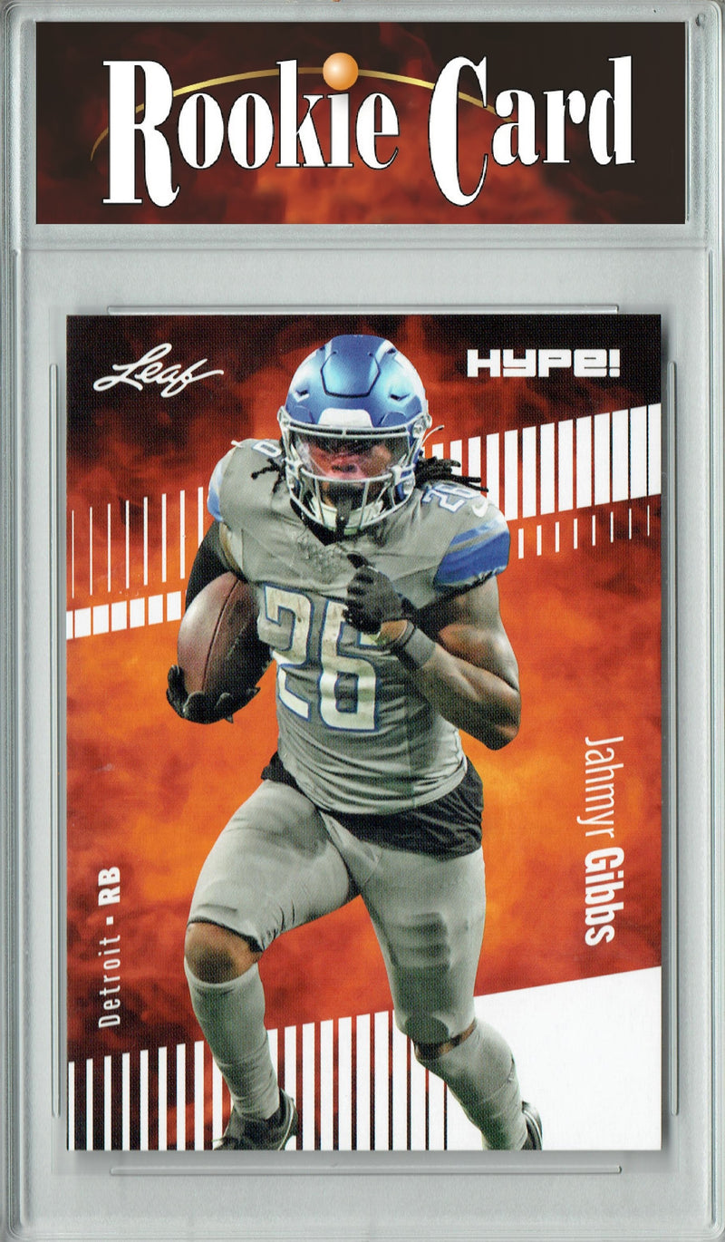 Jahmyr Gibbs Rookie Card Detroit Football Trading Card 2023 Leaf HYPE! #125 Only 5000 Made!  Certified Mint+