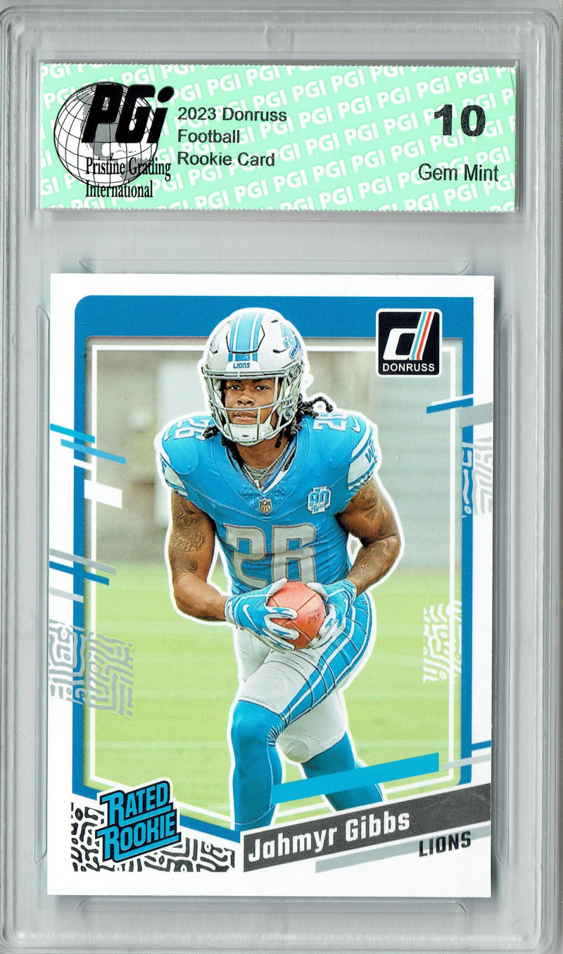 Jahmyr Gibbs 2023 Donruss Football #331 Rated Rookie Card PGI 10