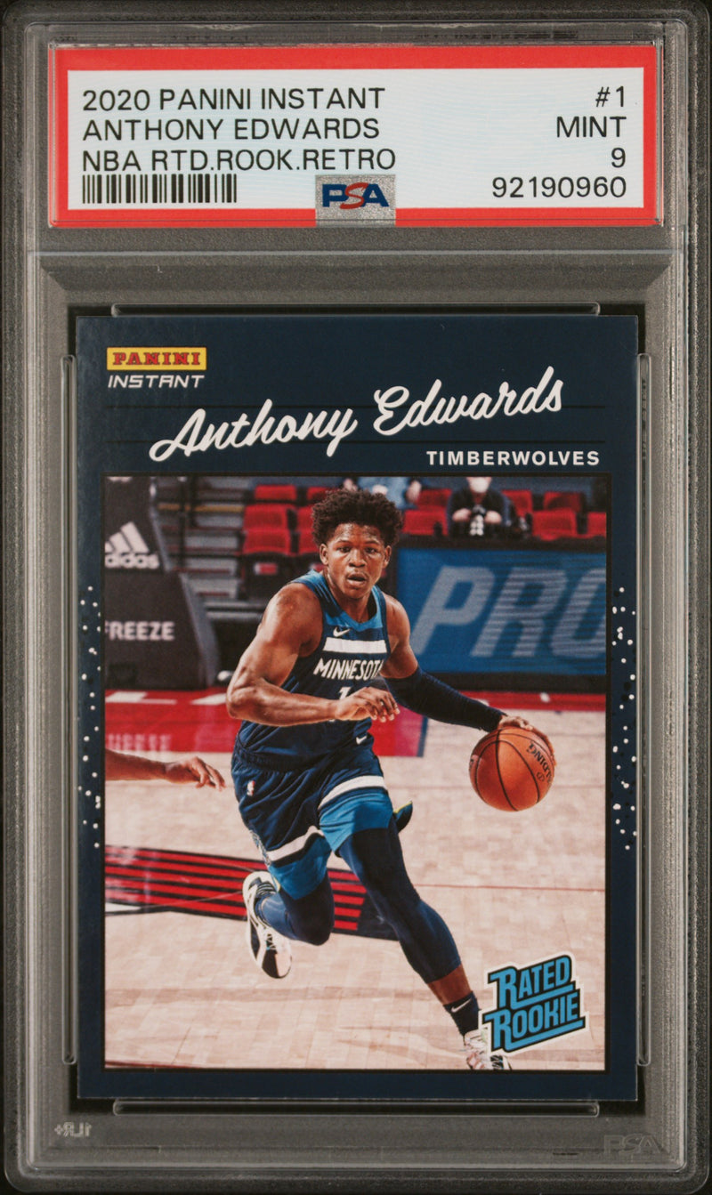 PSA 9 Anthony Edwards 2020 Panini Instant #1 Retro SP Rookie Card Minnesota Timberwolves