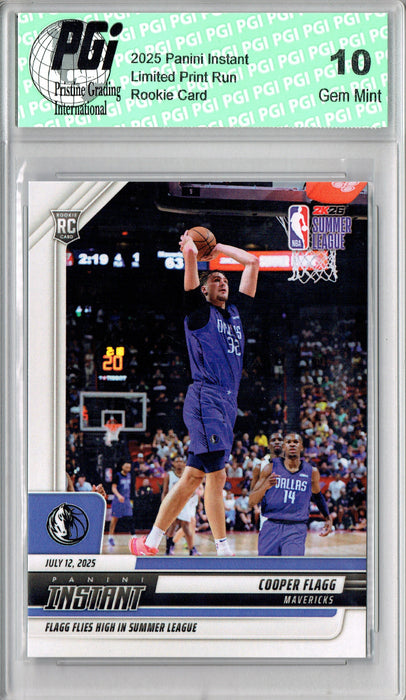 Cooper Flagg 2025 Panini Instant #17 Flies High Summer League Rookie Card PGI 10