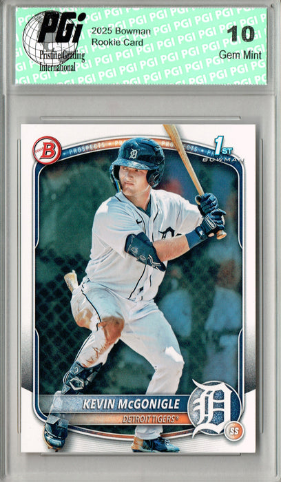 Kevin McGonigle 2025 1st Bowman #BP-79  Detroit Tigers Rookie Card PGI 10