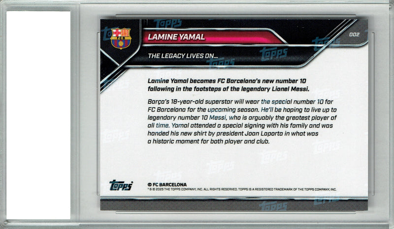 Certified Mint+ Lamine Yamal 2025 Topps Now #2 The Legacy Lives On Rare Trading Card Barcelona