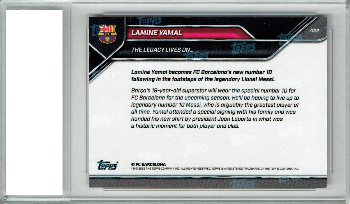 Lamine Yamal/Lionel Messi 2025 Topps Now #2 The Legacy Lives On #10 Card PGI 10