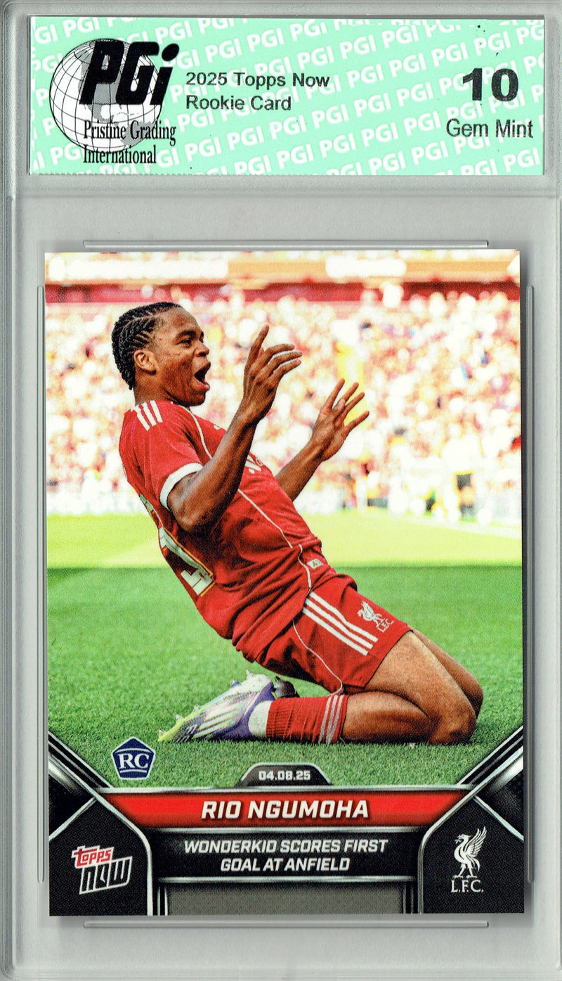 Rio Ngumoha 2025 Topps Now #3 1st Anfield Goal Rookie Card PGI 10