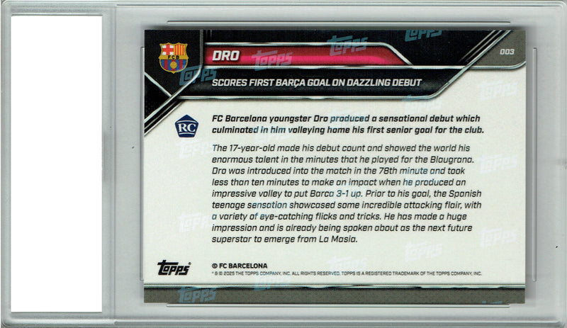 Dro 2025 Topps Now #3 Dazzling Debut Rookie Card PGI 10