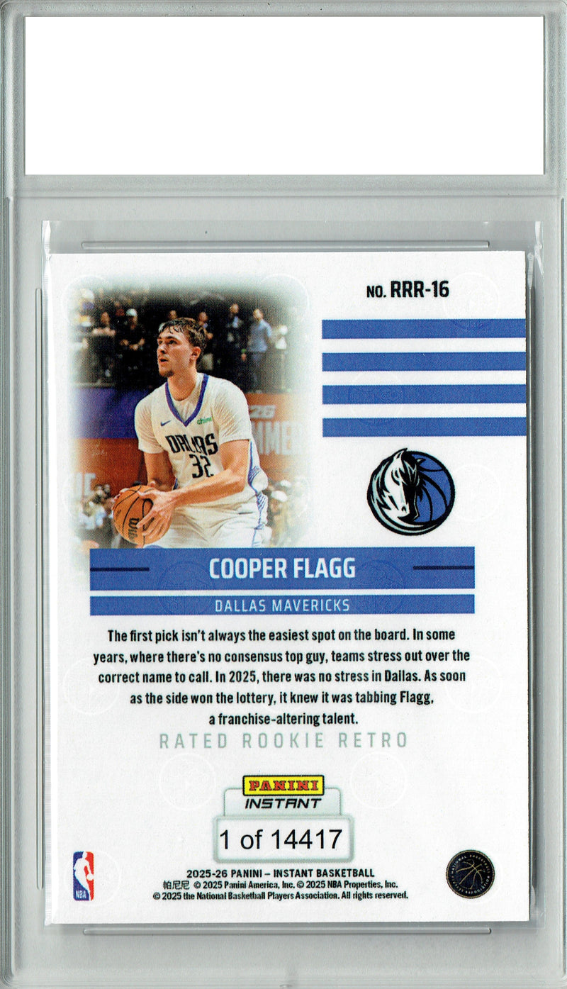 Cooper Flagg 2025 Panini Instant #RRR-16 Rated Rookie 14,417 Made Rookie Card PGI 10
