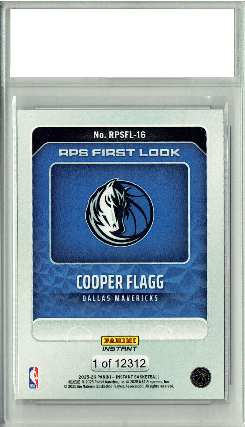 Cooper Flagg 2025 Panini Instant #RPSFL-16 RPS First Look Rookie Card PGI 10