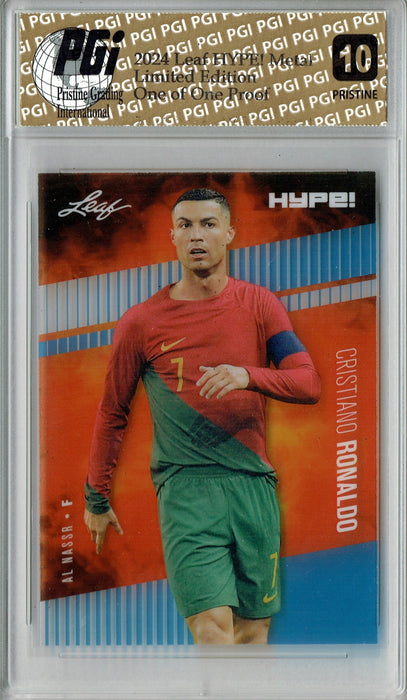 Cristiano Ronaldo 2024 Leaf HYPE! Metal #HM-04 Blue 1/1 Proof Rare Card PGI 10