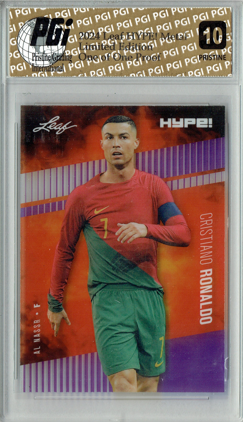 Cristiano Ronaldo 2024 Leaf HYPE! Metal #HM-04 Purple 1/1 Proof Rare Card PGI 10
