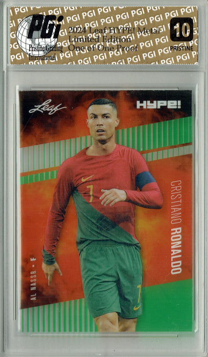 Cristiano Ronaldo 2024 Leaf HYPE! Metal #HM-04 Green 1/1 Proof Rare Card PGI 10