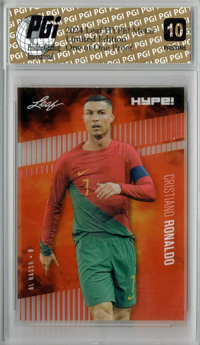 Cristiano Ronaldo 2024 Leaf HYPE! Metal #HM-04 Red 1/1 Proof Rare Card PGI 10