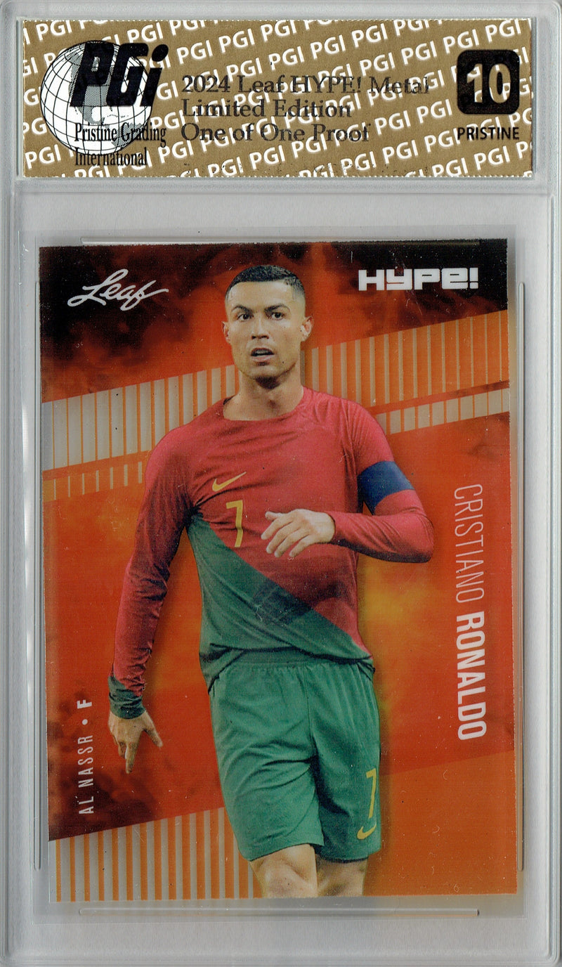 Cristiano Ronaldo 2024 Leaf HYPE! Metal #HM-04 Orange 1/1 Proof Rare Card PGI 10