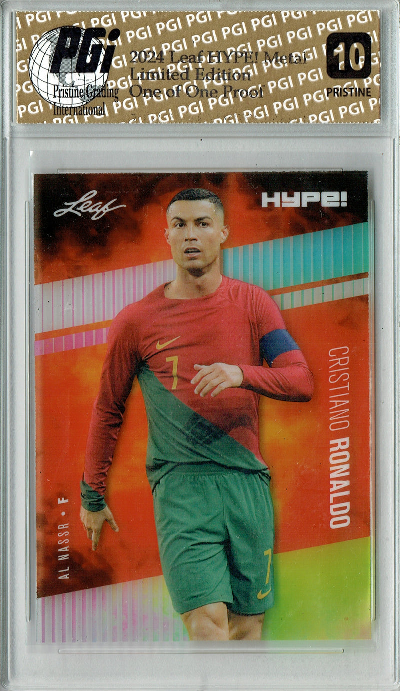 Cristiano Ronaldo 2024 Leaf HYPE! Metal #HM-04 Neon 1/1 Proof Rare Card PGI 10