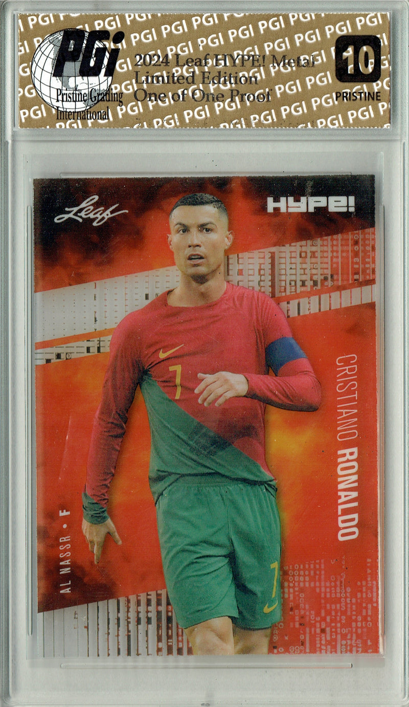 Cristiano Ronaldo 2024 Leaf HYPE! Metal #HM-04 Matrix 1/1 Proof Rare Card PGI 10