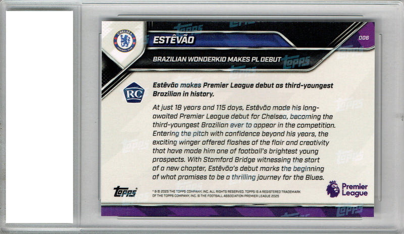 Estevao 2025 Topps Now #6 League Debut Rookie Card PGI 10