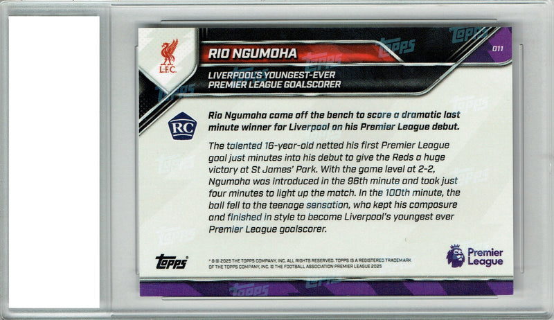 Rio Ngumoha 2025 Topps Now #11 Youngest Ever Goal Scorer Rookie Card PGI 10