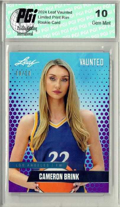 Cameron Brink 2024 Leaf Vaunted V01 Purple 10 Made Debut Year Rookie Card PGI 10
