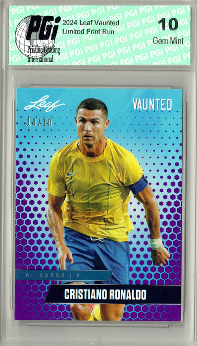 Cristiano Ronaldo 2024 Leaf Vaunted #V-03 Purple SP 10 Made Card Debut PGI 10