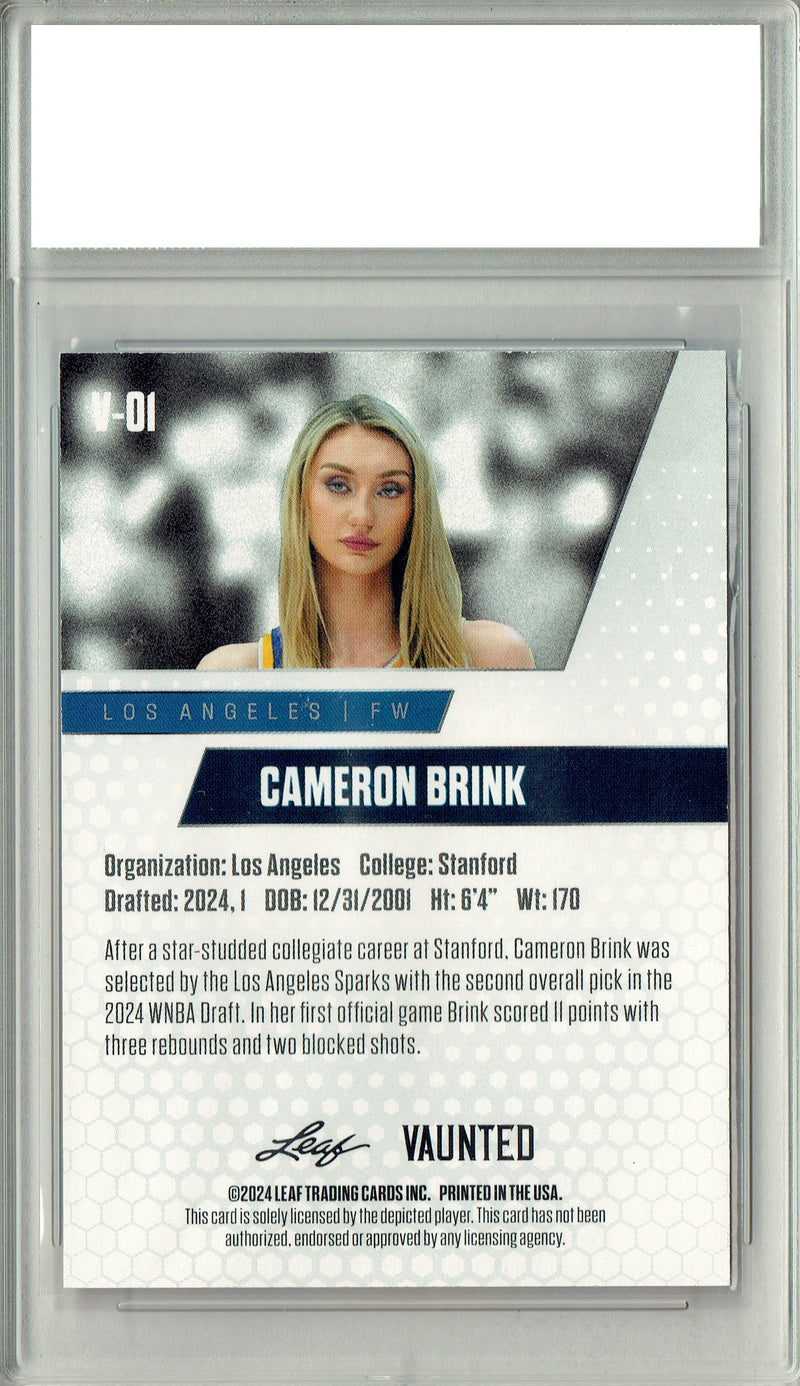 Cameron Brink 2024 Leaf Vaunted V01 Purple 10 Made Debut Year Rookie Card PGI 10
