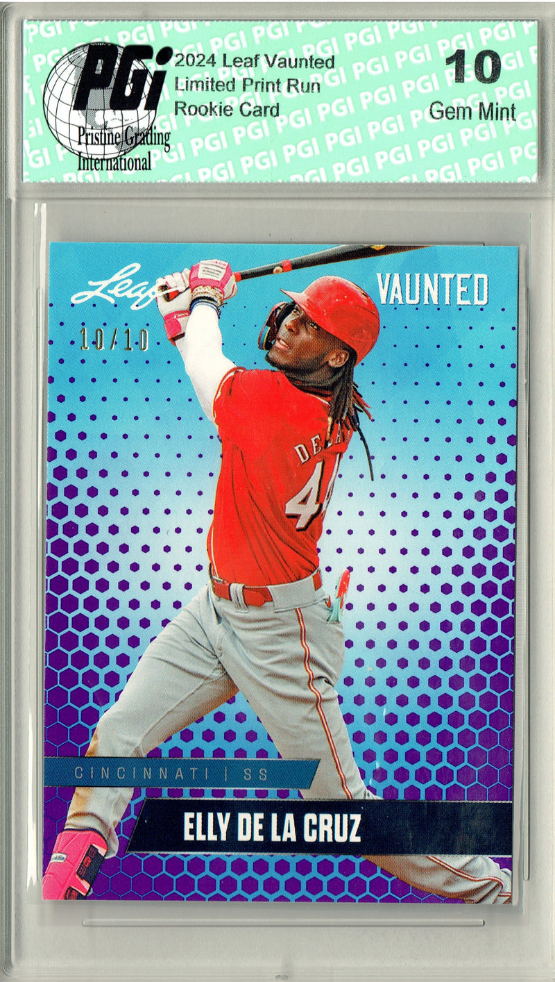 Elly De La Cruz 2024 Leaf Vaunted #V-04 Purple 10 Made Debut Rookie Card PGI 10