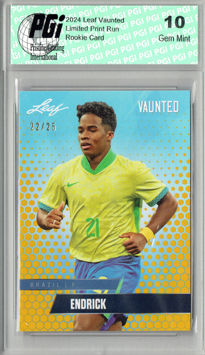 Endrick 2024 Leaf Vaunted #V-05 Gold SP 25 Made Debut Year Rookie Card PGI 10