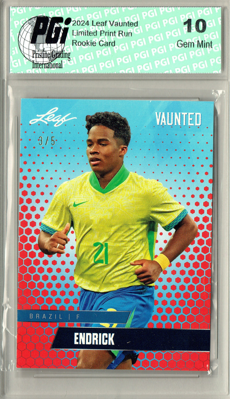 Endrick 2024 Leaf Vaunted #V-05 Red SP 5 Made Debut Year Rookie Card PGI 10