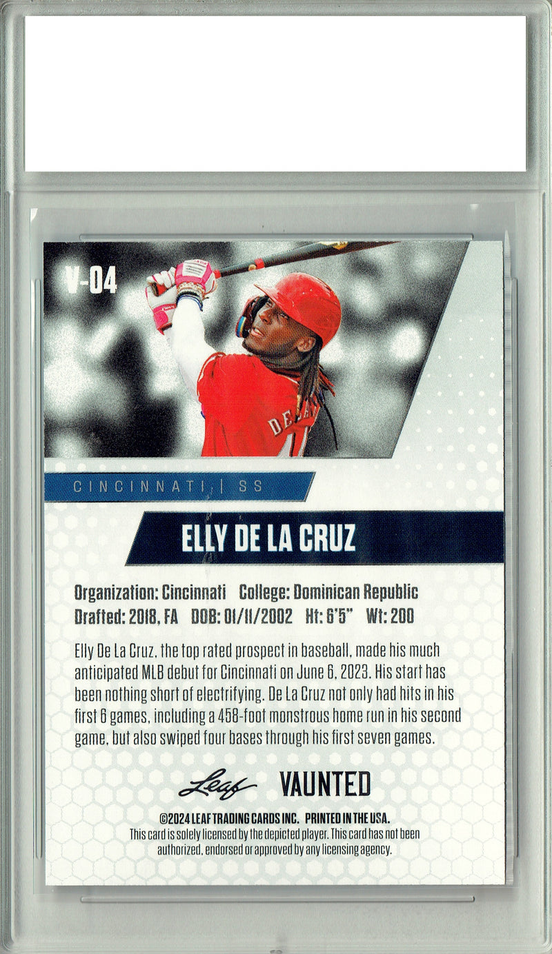 Elly De La Cruz 2024 Leaf Vaunted #V-04 Purple 10 Made Debut Rookie Card PGI 10