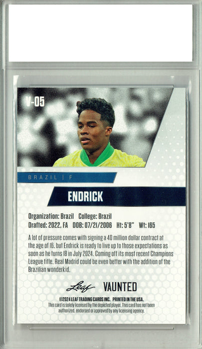 Endrick 2024 Leaf Vaunted #V-05 Purple SP 10 Made Debut Year Rookie Card PGI 10