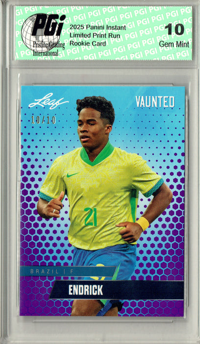 Endrick 2024 Leaf Vaunted #V-05 Purple SP 10 Made Debut Year Rookie Card PGI 10