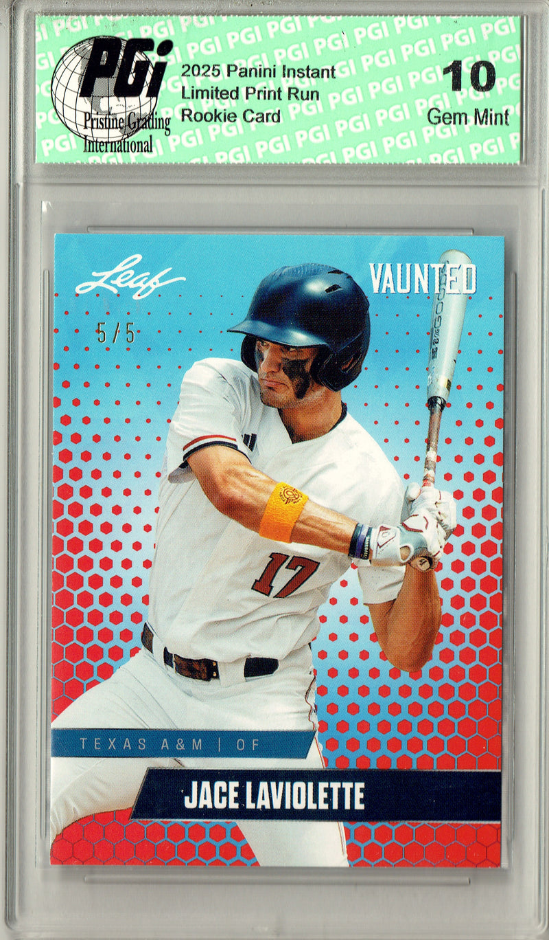 Jace Laviolette 2024 Leaf Vaunted #V-06 Red SP 5 Made Debut Rookie Card PGI 10