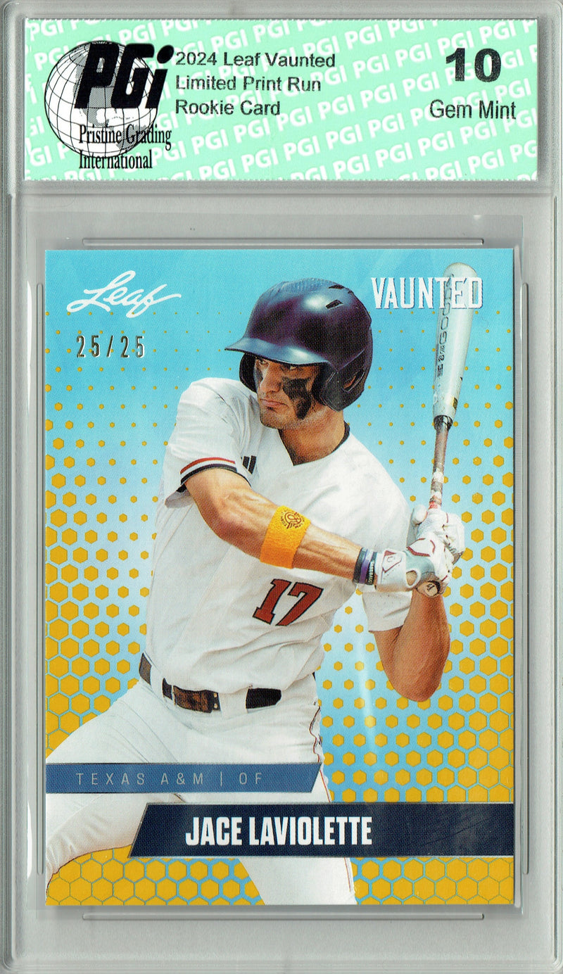 Jace Laviolette 2024 Leaf Vaunted #V-06 Gold SP 25 Made Debut Rookie Card PGI 10