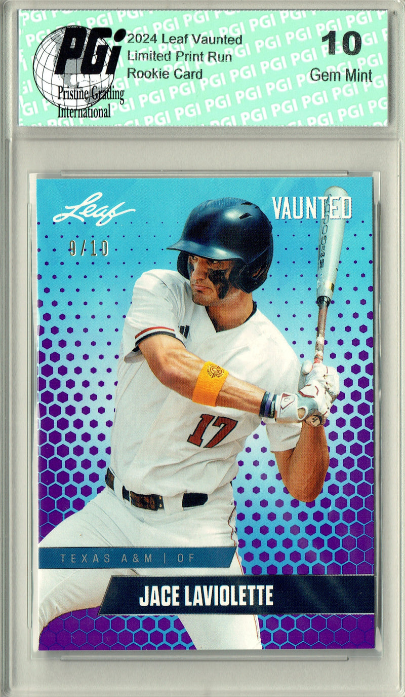 Jace Laviolette 2024 Leaf Vaunted #V-06 Purple 10 Made Debut Rookie Card PGI 10