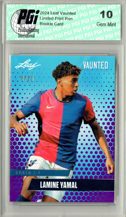 Lamine Yamal 2024 Leaf Vaunted #V-09 Purple SP 10 Made Debut Rookie Card PGI 10