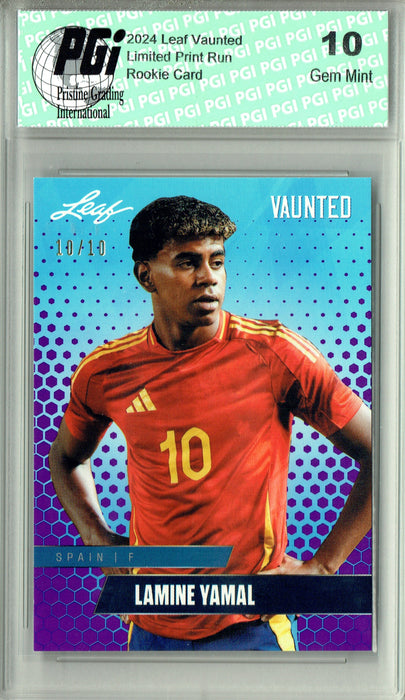 Lamine Yamal 2024 Leaf Vaunted #V-10 Purple SP 10 Made Debut Rookie Card PGI 10