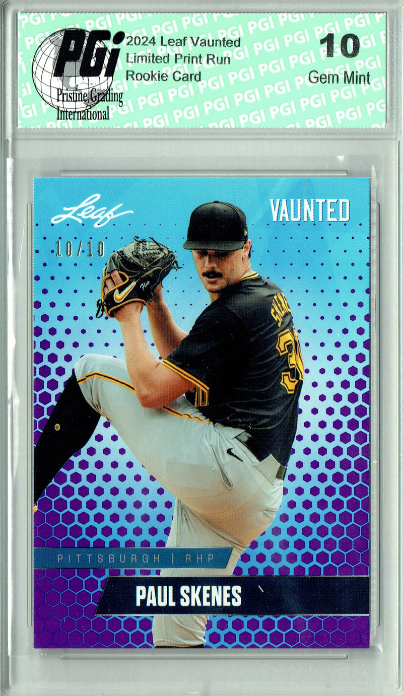 Paul Skenes 2024 Leaf Vaunted #V-12 Purple SP 10 Made Debut Rookie Card PGI 10