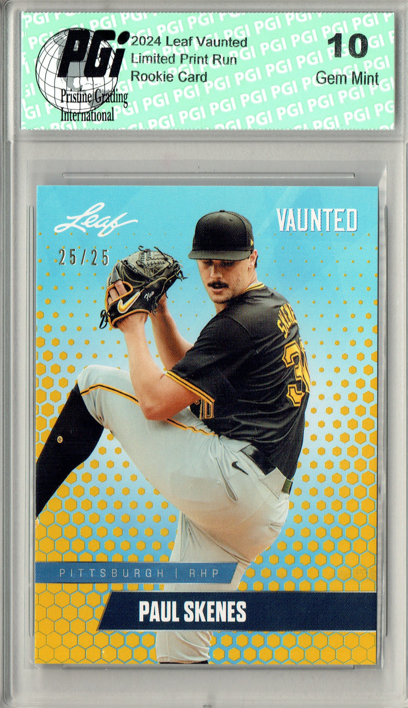 Paul Skenes 2024 Leaf Vaunted V-12 Gold SP 25 Made Debut Year Rookie Card PGI 10