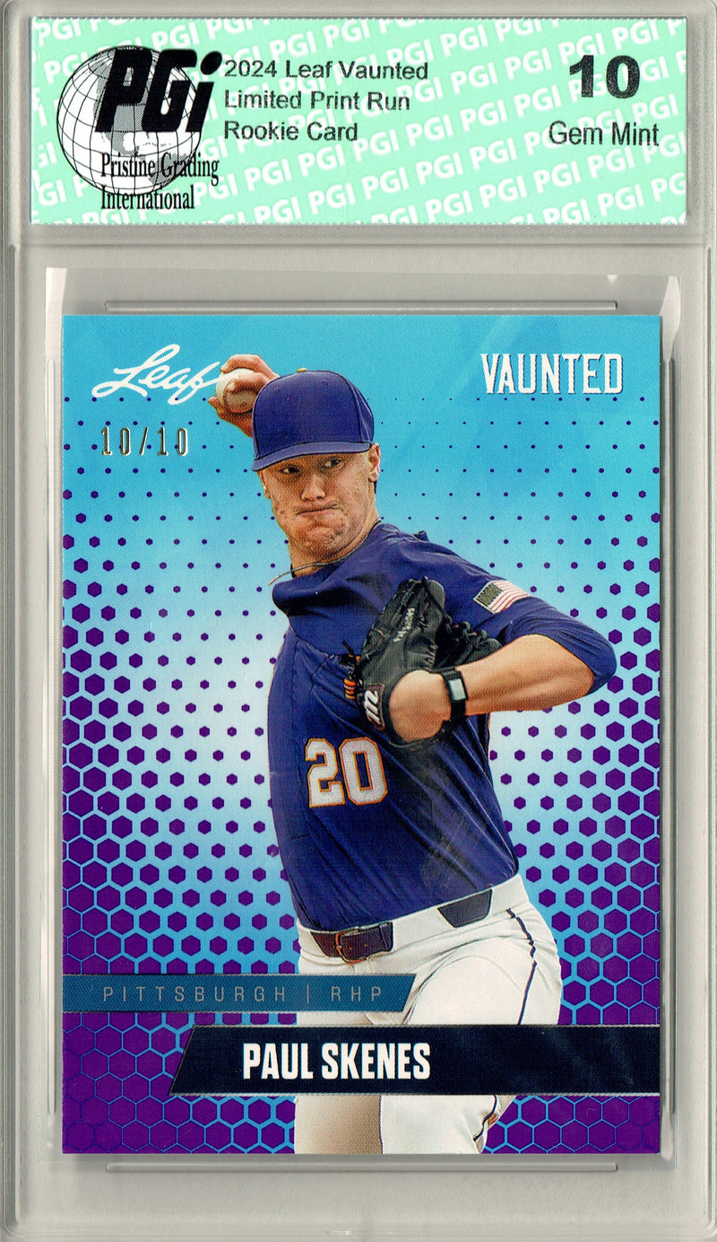 Paul Skenes 2024 Leaf Vaunted #V-13 Purple SP 10 Made Debut Rookie Card PGI 10