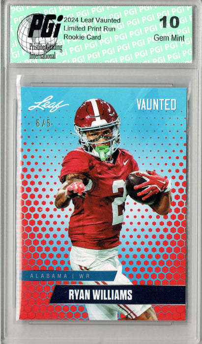 Ryan Williams 2024 Leaf Vaunted V-15 Red SP 5 Made Debut Year Rookie Card PGI 10