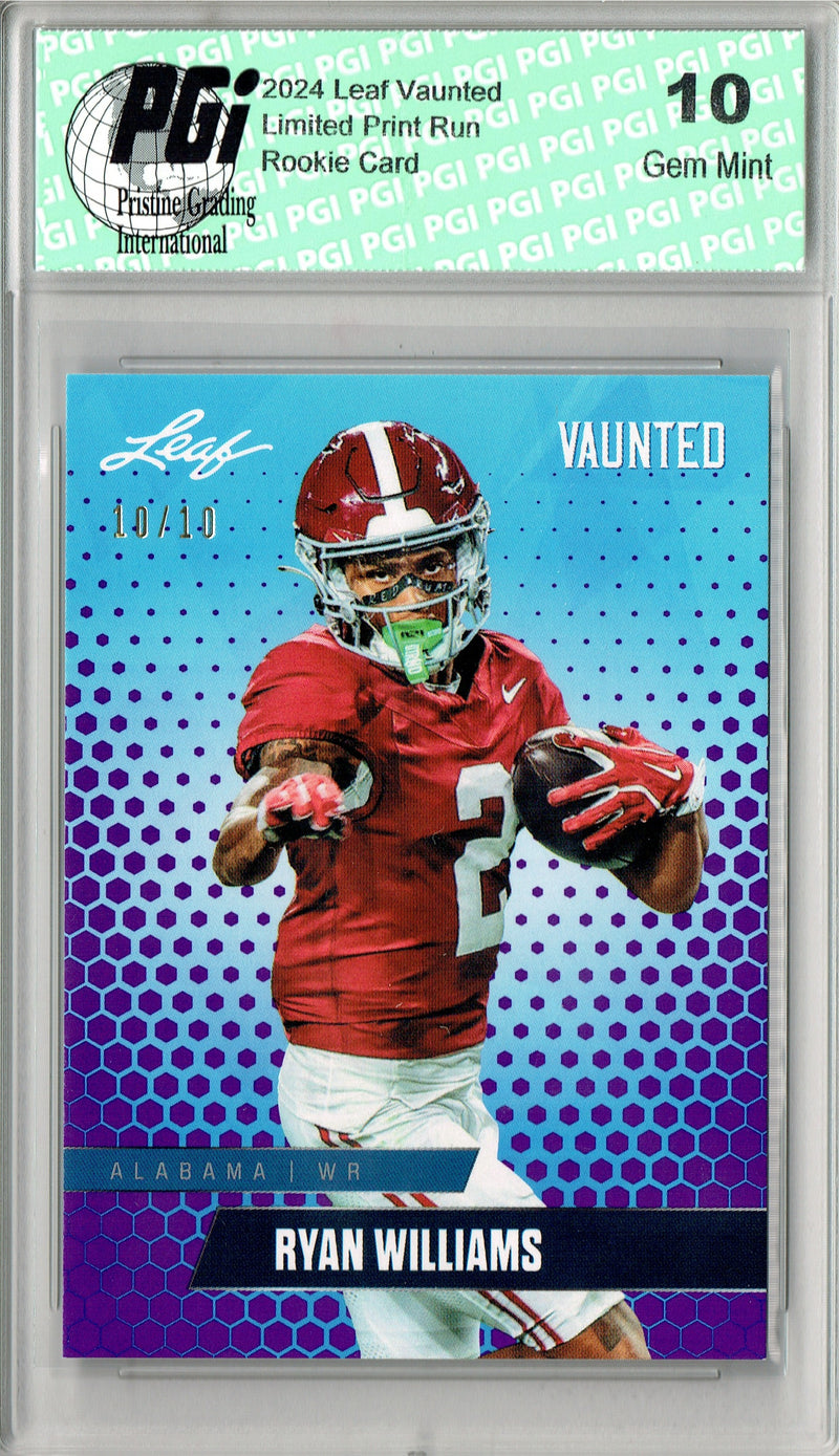 Ryan Williams Rookie Card Alabama PGI 10 Gem Mint Football Trading Card 2024 Leaf Vaunted #V-15 Purple SP 10 Made