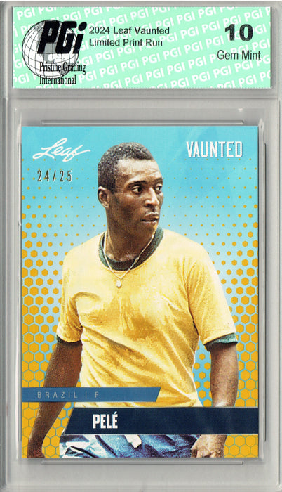 Pele 2024 Leaf Vaunted #V-14 Gold SP 25 Made Debut Year Rookie Card PGI 10
