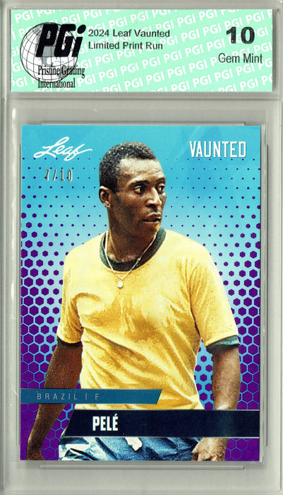 Pele 2024 Leaf Vaunted #V-14 Purple SP 10 Made Debut Year Rookie Card PGI 10
